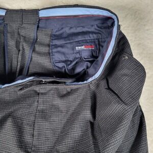 Roundtree & Yorke Dress Pants Mens 40x29 Grey TravelSmart Pleated Houndstooth